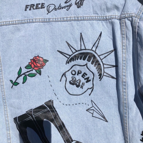 Brooklyn Cloth graphic Artisan oversized denim jacket New L - Picture 14 of 14